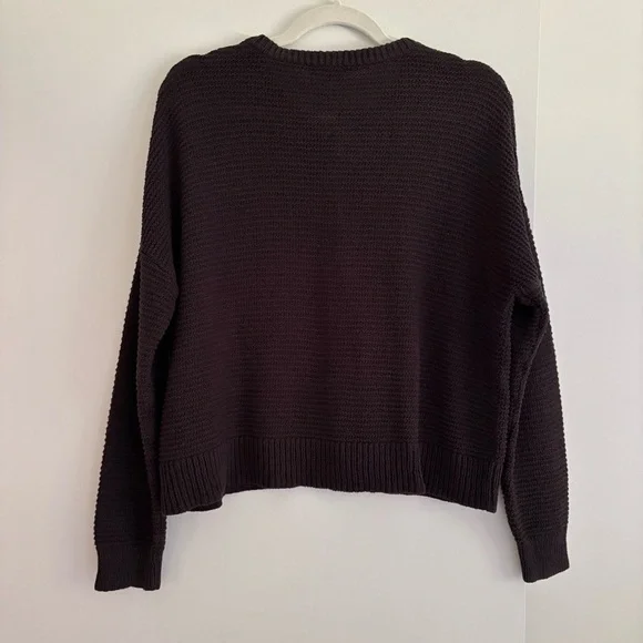 Madewell Cardigan Sweater Cotton Blend Crop Buttoned Dark Gray Size M - Picture 6 of 7